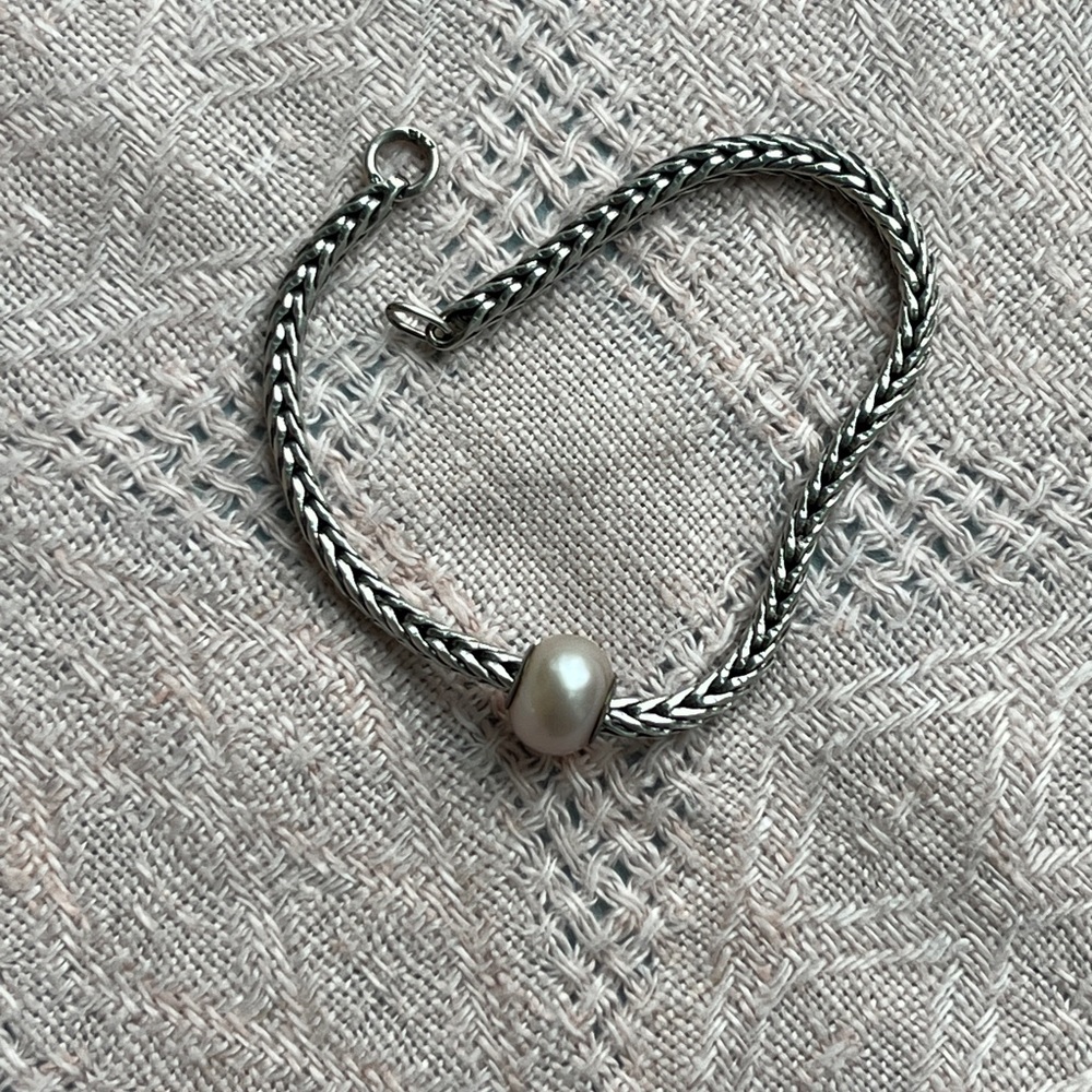 Trollbeads white pearl and sterling bead or charm.